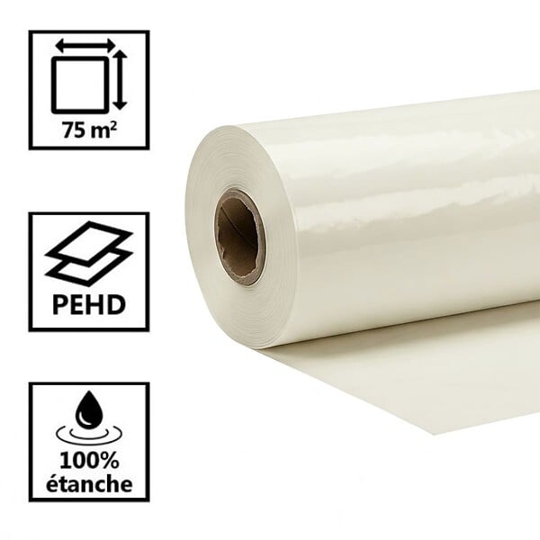 TECPLAST - Bache peinture 3x25m 80 Microns Protection sol 75 m² Rouleau, Polyéthylène Translucide , Bâche Chantier Résistante - large