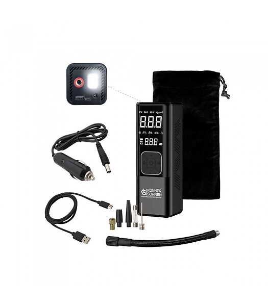 KONNER SOHNEN - Mini compresseur à batterie 120W, 10 bars, Manomètre digital - Könner  Söhnen KS P20 - large