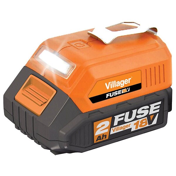 VILLAGER - Chargeur d'appareils mobiles sur batterie 18V 2A en courant de sortie avec batterie et chargeur Fuse VLN 9920 - large