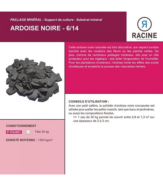 RACINE - Paillage minéral ardoise noire 6/14mm, filet 20 kg - F-PAI081 - large