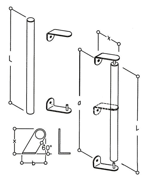 HERACLES - Kit de fixation simple inox NT 12 à  38 48 - HERACLES - KITMB1.2A.38-48 - large