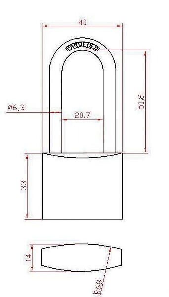 HERACLES - Cadenas anse haute LONGO longueur 40mm - HERACLES - I-CAD-L40 - large