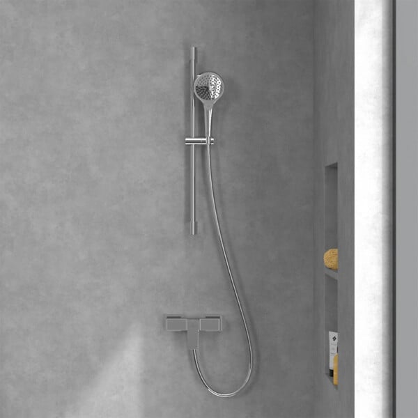 VILLEROY ET BOCH - Mitigeur mécanique douche  Architectura Square Chrome + Ensemble de douche Verve Showers 3 jets Chrome - large