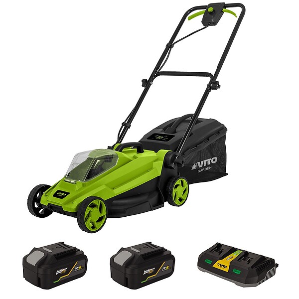 VITO - Tondeuse à gazon 20V + 2 Batteries lithium 4.0Ah Chargeur double Bac 30L Gazon 500m2 VITO - large