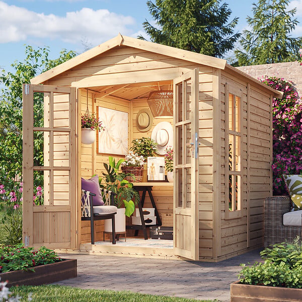 TIMBELA - Cabane en bois avec plancher, avec bardeaux bitumineux couleur l233xP222xH233cm - TIMBELA M351FB+H351FBRED - large