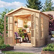 TIMBELA - Cabane en bois avec plancher, avec bardeaux bitumineux couleur l233xP222xH233cm - TIMBELA M351FB+H351FBRED - vignette