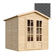 TIMBELA - Cabane en bois avec plancher, avec bardeaux bitumineux couleur l233xP222xH233cm - TIMBELA M351FB+H351FBBLACK - vignette