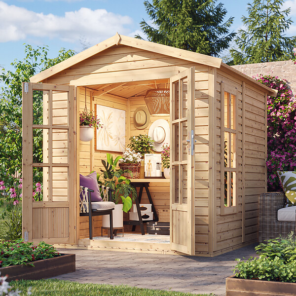 TIMBELA - Cabane en bois avec plancher, avec bardeaux bitumineux couleur l233xP222xH233cm - M351FB+H351FBGREEN - large