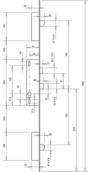 METALUX - Serrure à  larder 3 points coffre 92MTX U7 36mm - METALUX - F1U7360200 - large