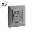 ZENITECH - Lot de 5 prises Artezo affleurantes 2P+T 16A  titanium - Zenitech - vignette