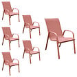 HAPPY GARDEN - Lot de 6 chaises MARBELLA en textilène terracotta - aluminium terracotta - vignette