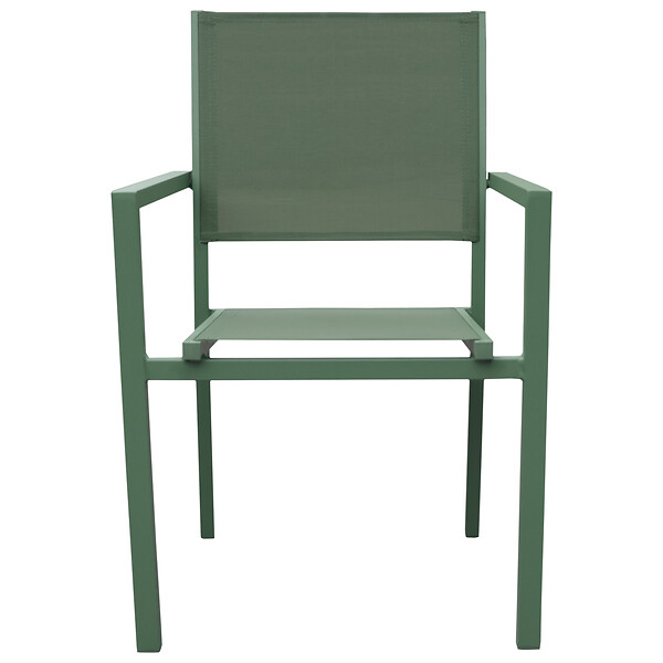 HAPPY GARDEN - Lot de 10 chaises en aluminium vert sauge - textilène vert sauge - large