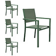 HAPPY GARDEN - Lot de 4 chaises en aluminium vert sauge - textilène vert sauge - vignette