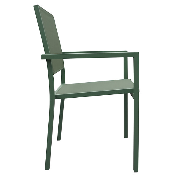 HAPPY GARDEN - Lot de 4 chaises en aluminium vert sauge - textilène vert sauge - large