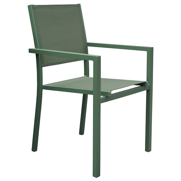 HAPPY GARDEN - Lot de 4 chaises en aluminium vert sauge - textilène vert sauge - large