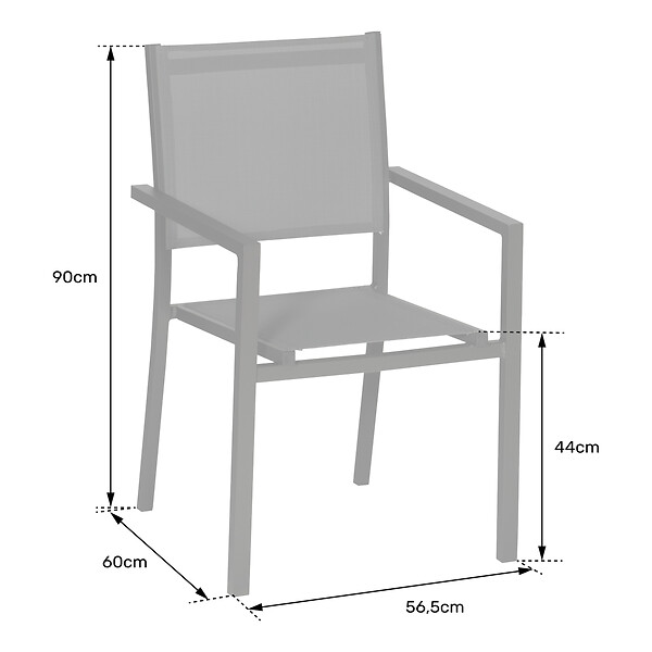 HAPPY GARDEN - Lot de 4 chaises en aluminium vert sauge - textilène vert sauge - large