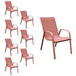 HAPPY GARDEN - Lot de 8 chaises MARBELLA en textilène terracotta - aluminium terracotta - vignette