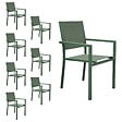 HAPPY GARDEN - Lot de 8 chaises en aluminium vert sauge - textilène vert sauge - vignette