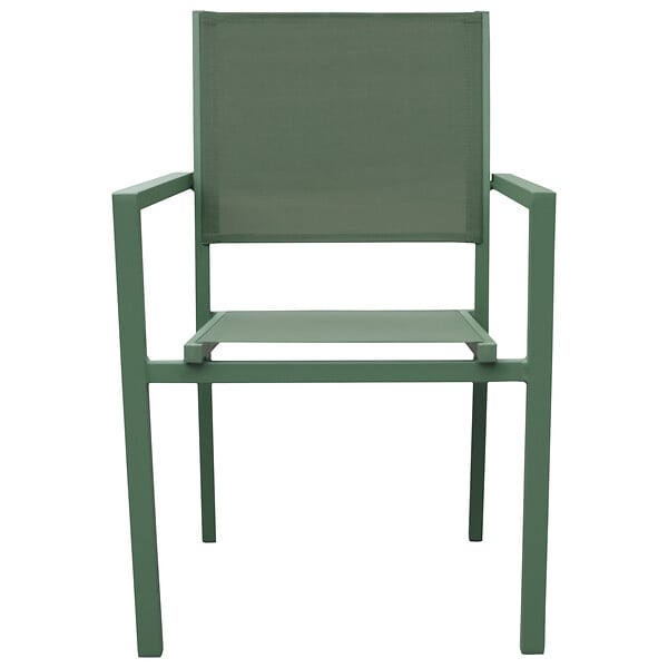 HAPPY GARDEN - Lot de 8 chaises en aluminium vert sauge - textilène vert sauge - large