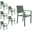HAPPY GARDEN - Lot de 6 chaises en aluminium vert sauge - textilène vert sauge - vignette