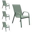HAPPY GARDEN - Lot de 4 chaises MARBELLA en textilène vert sauge - aluminium vert sauge - vignette