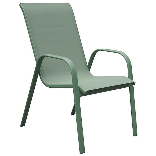 HAPPY GARDEN - Lot de 4 chaises MARBELLA en textilène vert sauge - aluminium vert sauge - large