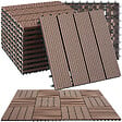 TECTAKE - Lot de dalles de terrasse TEGULAS en WPC aspect bois marron - vignette