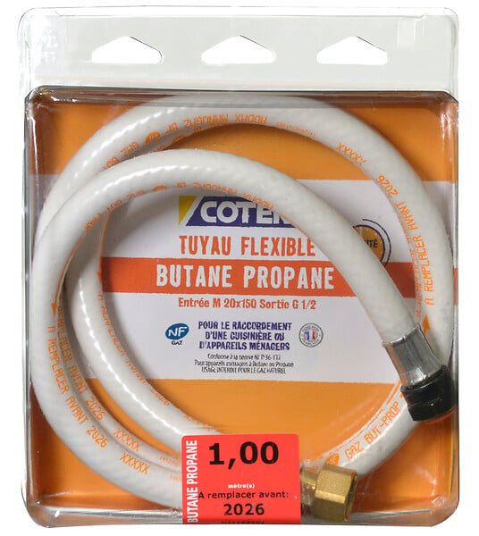COTEKA - Flexible butane propane 10 ans embouts à visser 1m NF - large