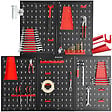 TECTAKE - Lot 5 panneaux en métal perforés 43 crochets supports noir rouge 200x60 cm rangement atelier - vignette