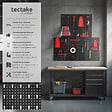 TECTAKE - Lot 5 panneaux en métal perforés 43 crochets supports noir rouge 200x60 cm rangement atelier - vignette