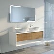 DISTRIBAIN - Meuble de salle de bain SANZA 1400 Blanc et Bois Naturel - vignette