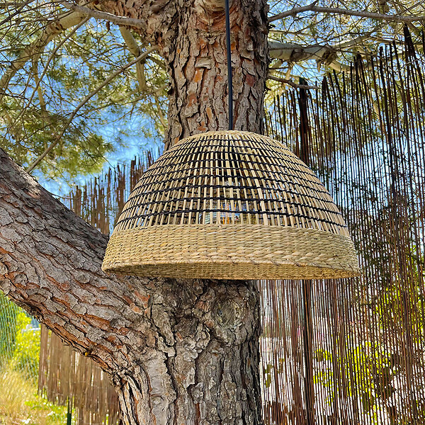 LUMISKY - Suspension Extérieure Herbe Marine Beige D38cm Câble 5m - large