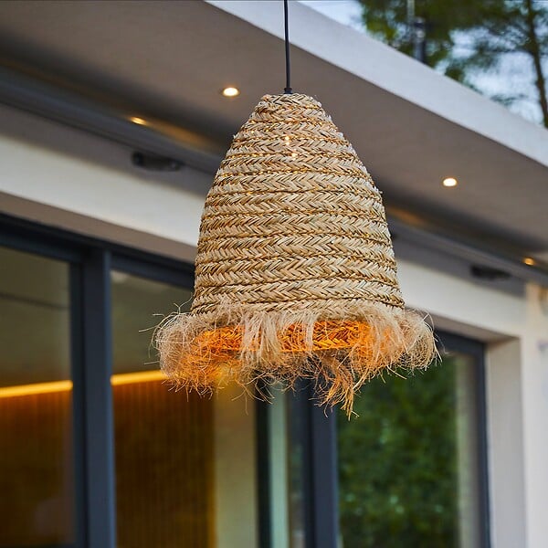 LUMISKY - Suspension Extérieure Jonc de Mer Beige H47cm Câble 5m - large