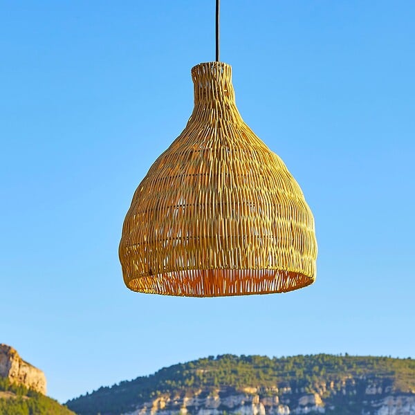LUMISKY - Suspension Extérieure Rotin Beige H38cm Câble 5m - large