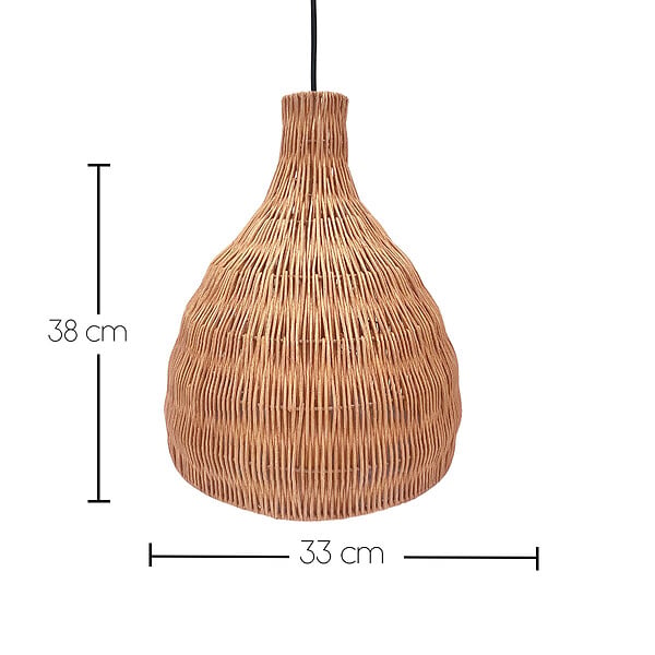 LUMISKY - Suspension Extérieure Rotin Beige H38cm Câble 5m - large