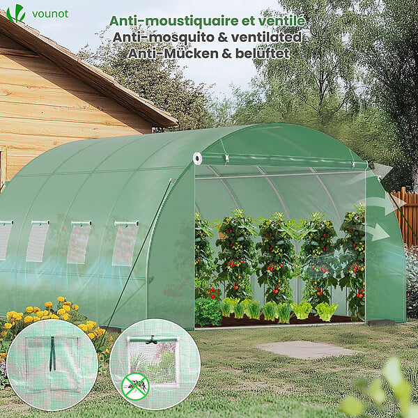 VOUNOT - Serre de jardin tunnel 12m2 en acier galvanise - large