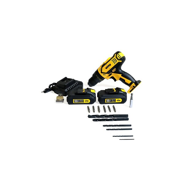 VITO - Perceuse sans fil 14,4 V 2 Batteries lithium 2.0Ah Chargeur rapide LED et indicateur de charge VITO - large