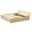 TIMBELA - Bac à sable en bois avec couvercle et banc rabattables - 118 x 122 x H20 cm - Timbela M051-1 - vignette