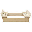 TIMBELA - Bac à sable en bois avec couvercle et banc rabattables - 118 x 122 x H20 cm - Timbela M051-1 - vignette