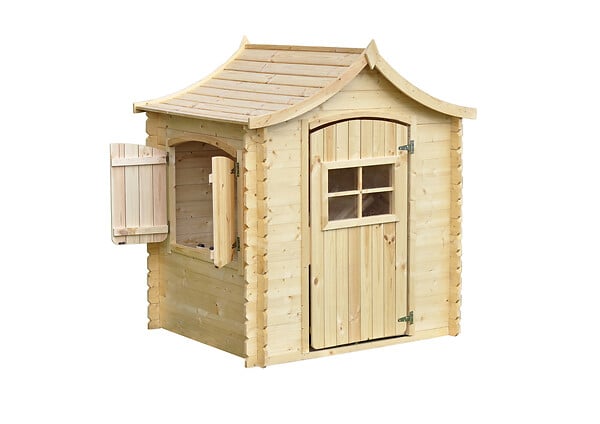 TIMBELA - Maison en bois pour enfants AVEC PLANCHER - Maison de jeux pour l'extérieur 112x146xH152cm/1.1m2 - Maison d'été extérieure Timbela M550 - large