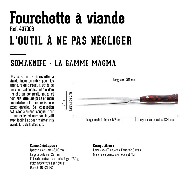 SOMAGIC - Fourchette à viande, gamme Magma - large