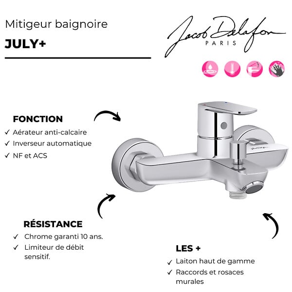 JACOB DELAFON - Mitigeur baignoire July+ - large