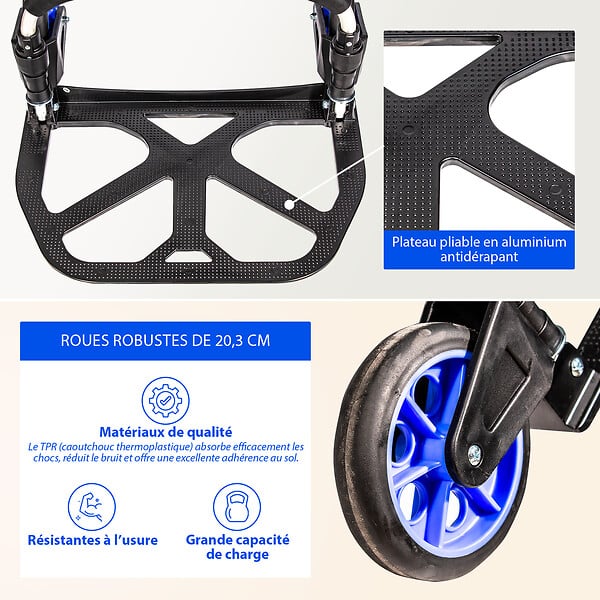 HOSTRÃ–M - Diable pliant Aluminium pour Charge Lourde, Diable pliable Demenagement, Transport matériau, Grandes Roues, Charge Max. 200kg, Garantie 5 ans, Hostrom - large