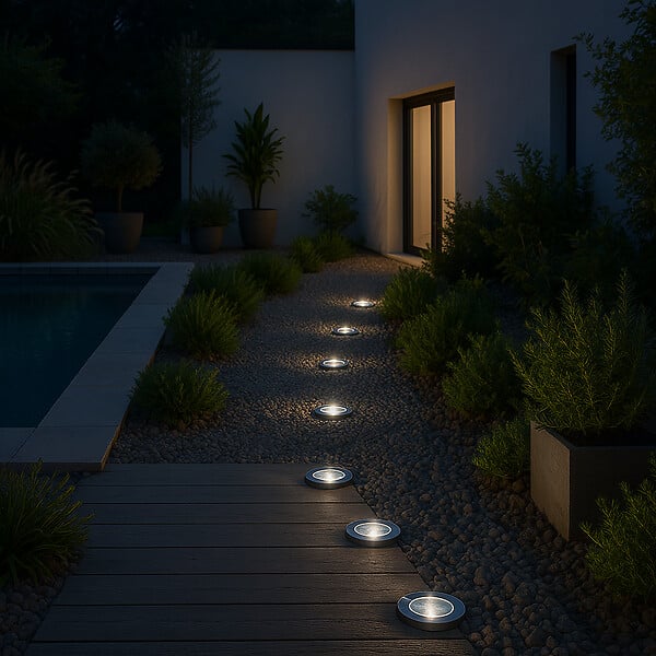 LUMI JARDIN - 8 Balises solaires rondes DECKY D12cm 40LM - large