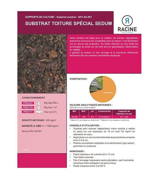 RACINE - Terreau substrat toitures végétalisées spécial sedum Big bag 1 m3 - large