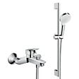 HANSGROHE - Hansgrohe Set bain/douche Mitigeur Logis + Douchette 2 jets + Barre de douche 65cm + Flexible, Chrome (71400000-CROMETTA-SP) - vignette