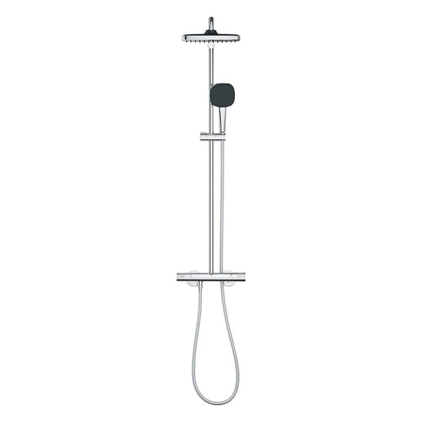 GROHE - Vitalio Comfort 250 Colonne de douche avec mitigeur thermostatique + Douche de tête + Douchette 2 jets, chrome (G26696001) - large