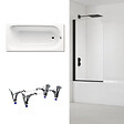 KALDEWEI - Kaldewei 170x75 cm Ensemble baignoire Saniform universelle + Pare baignoire pivotant noir + pieds (KW3731-SETP5) - vignette