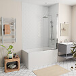 JIKA (GROUPE ROCA) - 140x70 cm Ensemble baignoire Riga universelle + Pare baignoire pivotant chrome + pieds (A140-SETP) - vignette