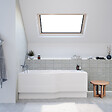 LAGUNA - 160x80 cm Beata Plus baignoire bain/douche asymétrique en acrylique, gauche + tablier 160 cm + pieds, blanc (BE1600LPLUS-SET1) - vignette